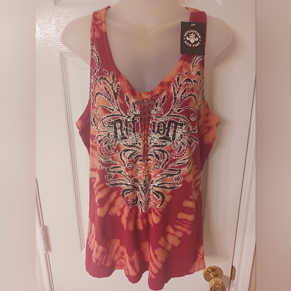 Affliction Tie-Dye Red Sleeveless Top NWT - Picture 1 of 4